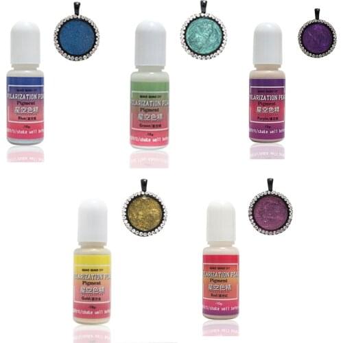 5 Colors 10g UV Resin Polarization Pearl Pigment Liquid Dye Resin Epoxy For DIY Jewelry Making Crafts Coloring Dye Colorant