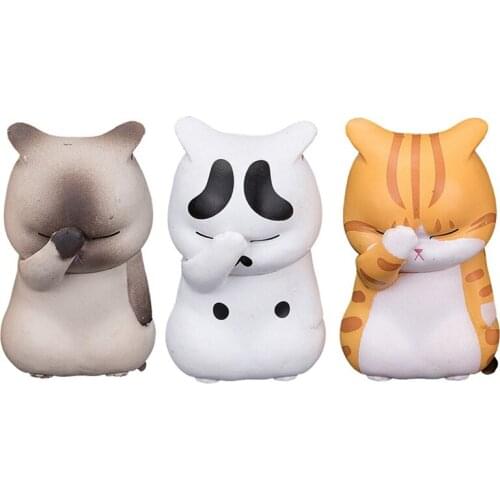 Pet Cat Figurine Model Toys Kawaii Distressful Kitten Cat Figure Mini Animals home ornament Kid Xmas Gift Collection