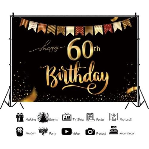 60 Years Old Grandparents or Parents Birthday Backdrops Photocall Background Decorations for Party Portrait Photography Props