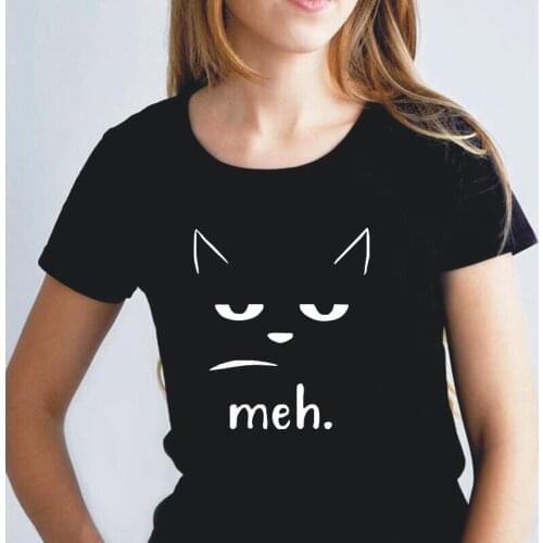 Cat Face Meh Printed Tshirt Ladies Harajuku Tee Shirt Femme Summer Women T Shirt Short Sleeve T Shirt Women Tops Camiseta Mujer