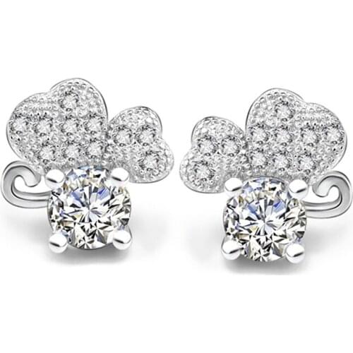 GNE1073 100% Fine 925 Sterling Silver Earring Beauty Lovely Crystal Sweet Stud Earrings Fashion Jewelry & Accessories For Women