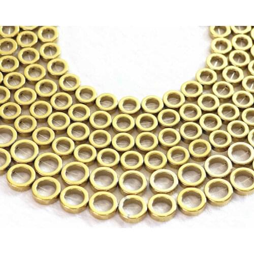 HOT gold-color hematite stone circle/Ring shape 6mm 8mm 10mm 12mm loose Beads 15 inches B196
