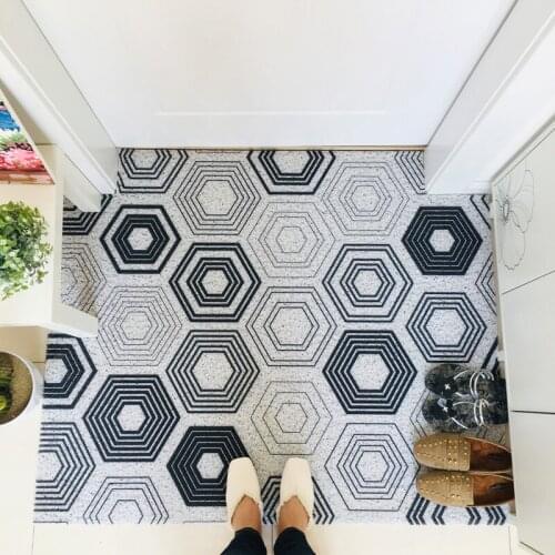 PVC Silk Loop Dust-proof Foot Mat Diamond Geometry Print Doormat Shoes Scraper for Front Door Bath Entrance Outside Non-slip Rug