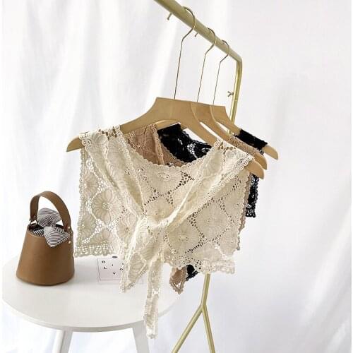 Lace Flower Fake Collar Shawl for Women Shirt Female Solid Color Detachable Half-Shirt False Collars Blouse Detachable Collar