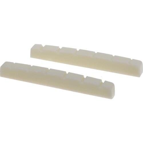 Musiclily Pro Urea Resin Plastic 43mm Slotted Electric Guitar Nuts Flat Bottom for 6-string Strat/ Tele Guitar, Ivory (Set of 2)