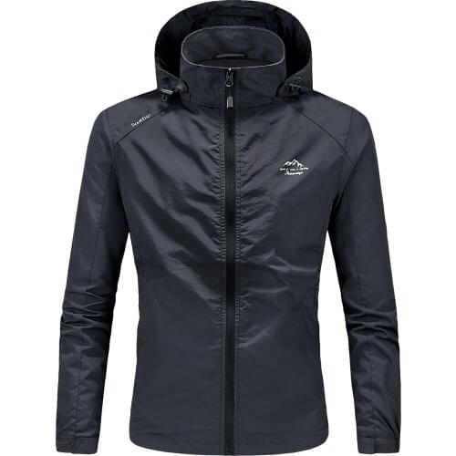 Mens Outdoor Solid Detachable Hat Long Sleeve Zipper Pocket WaterProof Coat Casual Sports Running Jacket Baseball jacket