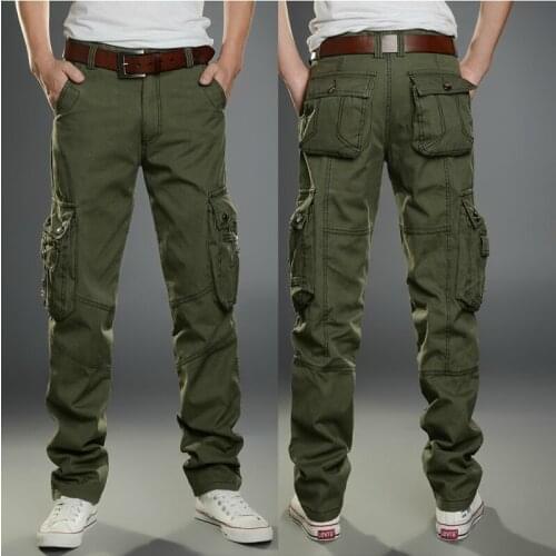 2021 Mens Spring Multi-Pocket Cotton Overalls Youth Four Seasons Outdoor Straight Loose Sports Casual Pants