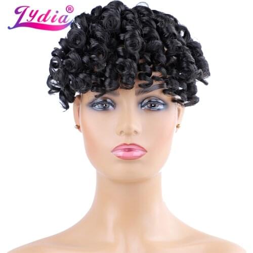 Lydia Fake Curly Fringe Clips In Bangs With High Temperature Fiber Hairpieces Natural Black Loose Wave Synthetic Hair Extensions