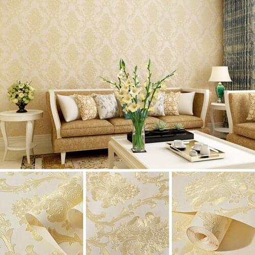 Non-woven Wallpaper Luxury Damask 3D Stereoscopic Relief Damascus Bedroom Living Room Wall Paper Home Decor Paper European Style