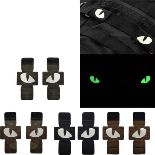 Cat Eyes Morale Nightlight Fluorescent Patch Military Army Evil-Eyes Luminous Glow in The Dark Travel Backpack Hat Tags