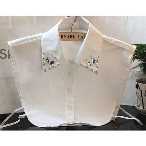 New fashion sweater shirt collar false shirt spring summer collar fake crystal cotton blouse shirt summer necklace all match