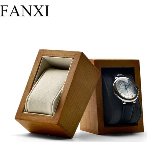 FANXI Bangle Watch Display Sand Props Solid wood Beige &Dark gray with microfiber internal Jewelry Organizer for Shop Counter