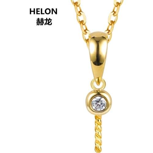 Solid 14k Yellow Gold 8-15mm Pearl Semi Mount Pendant for Women 0.026ct SI/H Natural Diamonds Fine Jewelry Setting