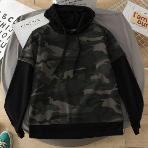 Casual Patchwork Camouflage Hooded Sweatshirt Womens Spring Autumn New Hip-hop Loose Cotton Hoodies Long Sleeve Pullover hoodie