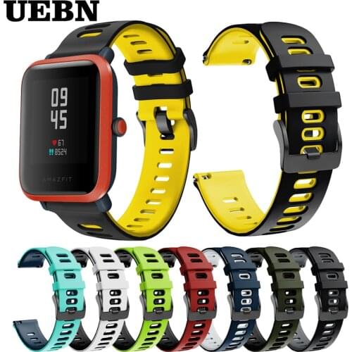 UEBN 20mm Sport Silicone Correa Wrist Band for Huami Amazfit Bip S Strap for amazfit GTS GTR 42mm Watchband Bracelet bands
