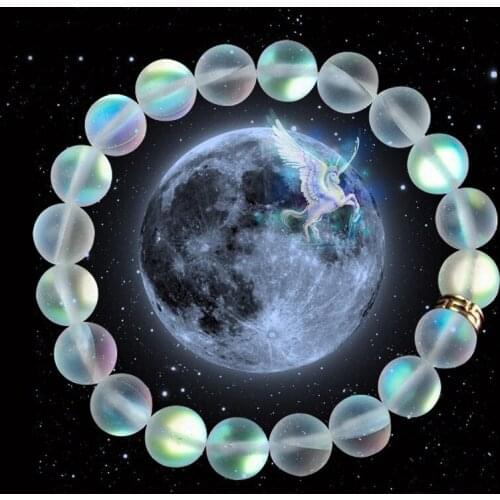 Luxury Fashion Moonstone Mens And Womens Bracelet Energy Frosted Glitter Stone Belief Couple Birthday Gift