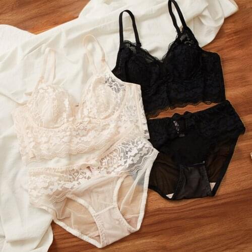 Sexy plus size lingerie beauty back gathered small chest underwear bra set female breast sexy adjustment no steel ring bra set