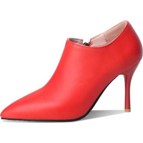Sianie Tianie pointed toe sexy stilettos ankle boots for woman 10cm thin high heels women pumps autumn spring shoes big size 45