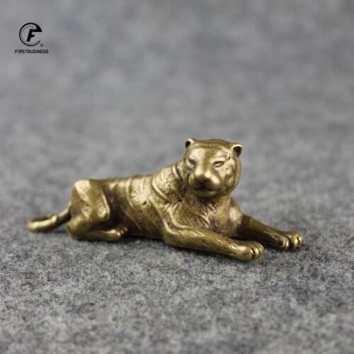 Modern bionic solid copper Siberian tigers ornaments miniatures Sculpture Statues tiger Statue Wildlife Decor Craft home decor