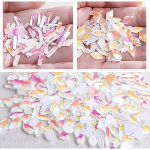 Astrobox Various Shapes Flatback Glass Crystal 100Pcs/Bag For Nail Art Rhinestone Glue On Clothes Phone DIY Jewelry Accessories