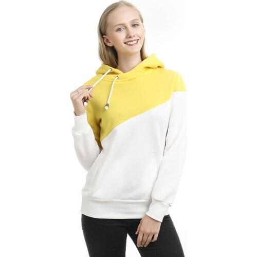 Women Spring Autumn Sweatshirt Women Long Sleeve Patchwork Hooded Pullover Tops Blouse Hoodies Women Plus Size 2XL