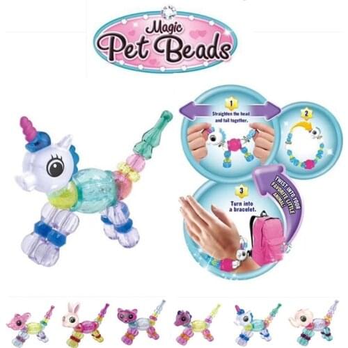 Magic Animal Unicorn Shape-shifting DIY Bracelets Toys Magic Pets Beads Hangings Girls DIY Transformation Bracelet Necklace Toy