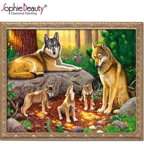 High quality Wolf family Diamond Embroidery needlework square diy diamond painting fashion home decor cross stitch
