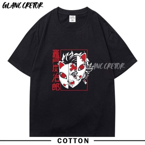 Demon Slayer Tanjiro Japanese Printed Funny Men Tshirt Anime Shirt Oversized Clothes O-Neck Funny T Shirts for Men Tops Tee 2021