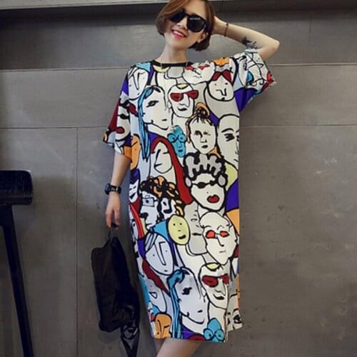 Women Homewear Short Sleeve Sleep Dress Cartoon Pattern Printed Sleepshirt Female Summer Short Sleeve O-neck Collar Sleepwear