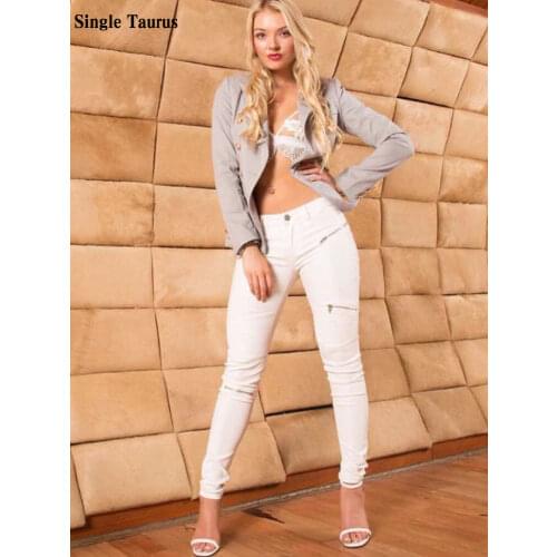 2021 Spring Low Waist Slim Skinny PU Pants Women Fashion England White Elasticity Coated Cowboy Push Up Leather Trousers Femme