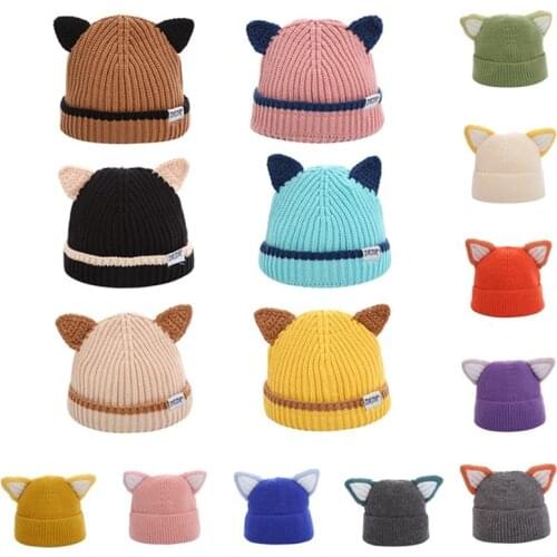 Winter Knitted Warm Baby Hat Cute Infant Baby Boy Girl Cap Ear Protection Hats Beanie Solid Color Kids Hat Bonnet