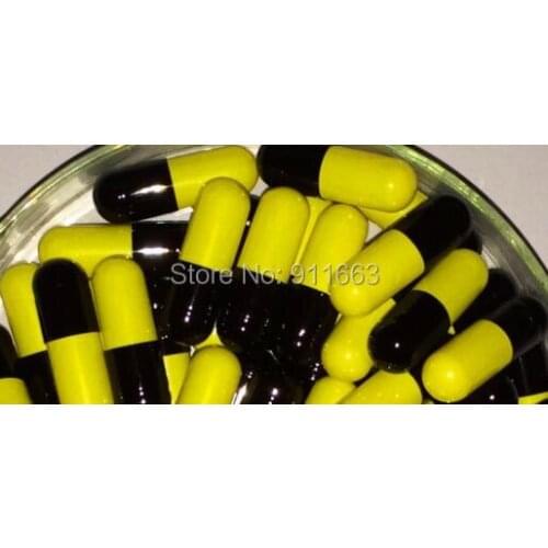 0# 5,000pcs! Black-Yellow colored Empty Capsules,Gelatin Empty Capsule 0#!(joined or seperated capsule available!)