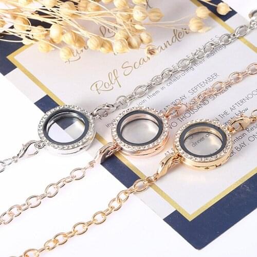 1PC 30mm Alloy Magnetic locket bracelet DIY Photo Frame Bracelet Living Memory Locket Keepsake Urn Bracelet