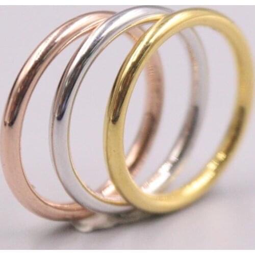 1PCS Au750 18K Gold Ring For Women Smooth Surface Real Gold Lucky Female Love Wedding Engagement Ring US 5-10