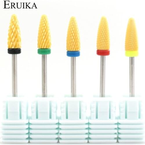 ERUIKA 1pc Yellow Ceramic Nail Drill Milling Cutter for Manicure Machine Electric Nail Files Bits Accessory Nail Salon Tools