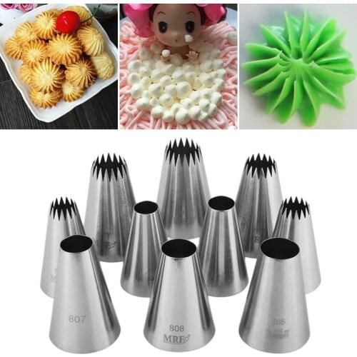 10PCS Different Size 304 Stainless Steel Round Mouth Nozzles Cream Cake Decorating Pastry Decor Tools Baking Accesories