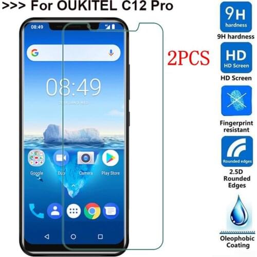 2PCS Full Cover Tempered Glass For Oukitel C12 Pro Protective Film Explosion-proof 9H Screen Protector For Oukitel C22