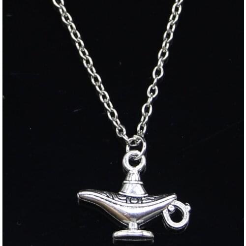 20pcs New Fashion Necklace 22x18mm aladdin magic lamp genie Pendants Short Long Women Men Colar Gift Jewelry Choker