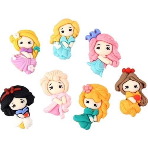 21Pcs Plastic Mini Size Animation Princess Cabochons Scrapbook paste DIY Hairpin Phone Case Accessories Handmade Materials
