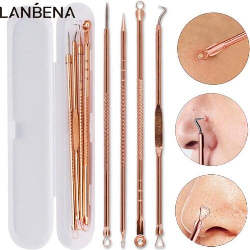 M`J 4PCS/set Acne Blackhead Removal Needles Black Dots Cleaner Black Head Pore Cleaner Deep Cleansing Tool Face Skin Care Tool