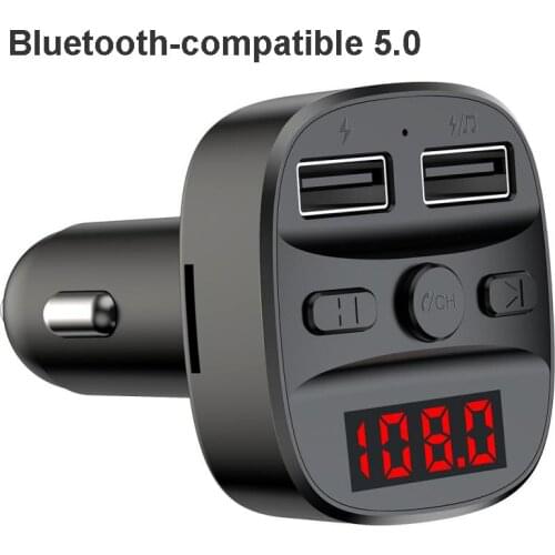 Konrisa Car Bluetooth Transmitter FM Modulator Adapter Wireless A2DP Music Player Handsfree Car Kit Support USB Driver TF Card