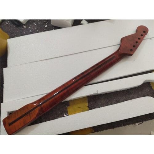 Free shipping Flame Maple 21 Fret Electric Guitar Neck parts Maple Fingerboard Inlay ST style Gloss