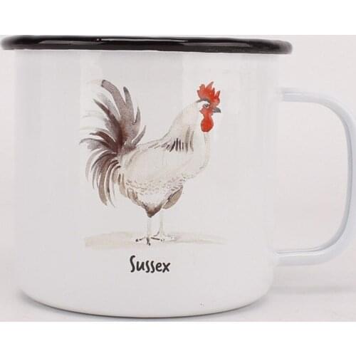 Large capacity thick enamel mug household mug coffee cup children cute milk cup cute coffee mugs and cups cat mug