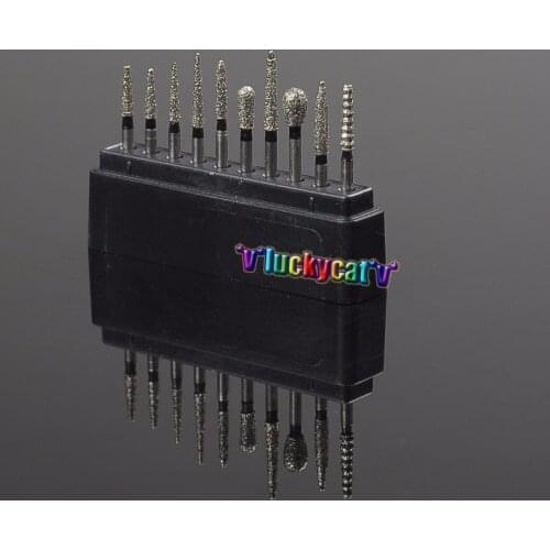 1Set/10Pcs Dental Diamond Burs High Speed Handpiece Teeth Whitening Product For Polishing Smoothing In Red Burbox 1.6mm Black