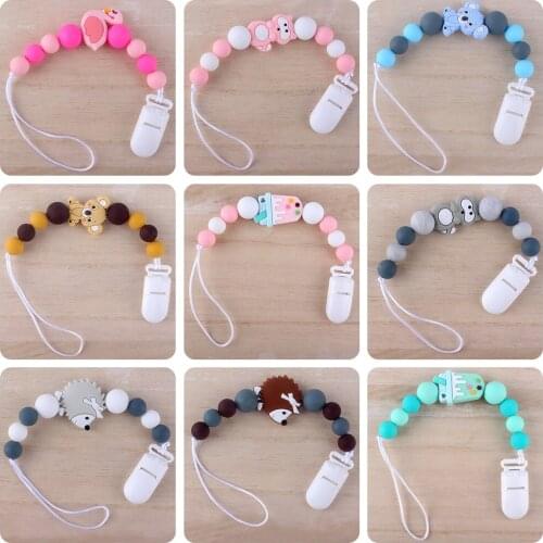 Baby Pacifier Clip Chain Silicone Beads Holder Soother Nipple Holder Bottle Clip Chain for Child Infant Teether Shower Kids Toys