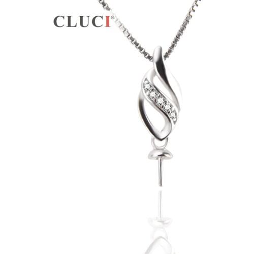 CLUCI 925 Sterling Silver Geometric twisted Pendant Necklace fit 6-7mm Pearl Bijoux Necklace Party Jewelry For Women SP244SB
