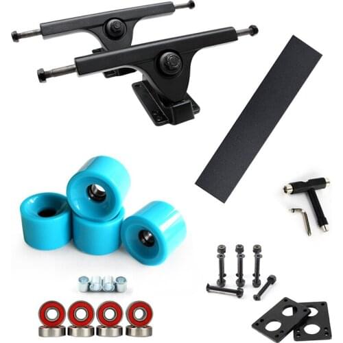 Long Board 7inch Trucks Skateboard 70*51mm Wheels 115cm Black Sandpaper ABEC-9 Bearings 6mm Gasket 35mm Bolts