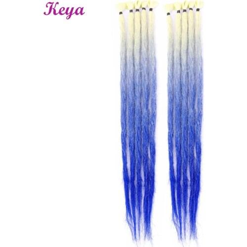 Handmade Dreadlocks Blue Ombre Dereadlock Hippie Crochet Braids 24 Inch Synthetic Dreads Extensions Braiding Hair For Women