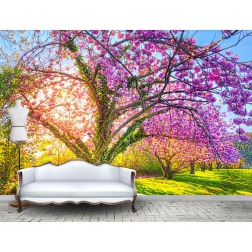 CJSIR Custom Photo Mural Art Wallpaper Cherry Tree Wall Papers Home Decor Tv Background Bedroom Decor Bedroom Decoration