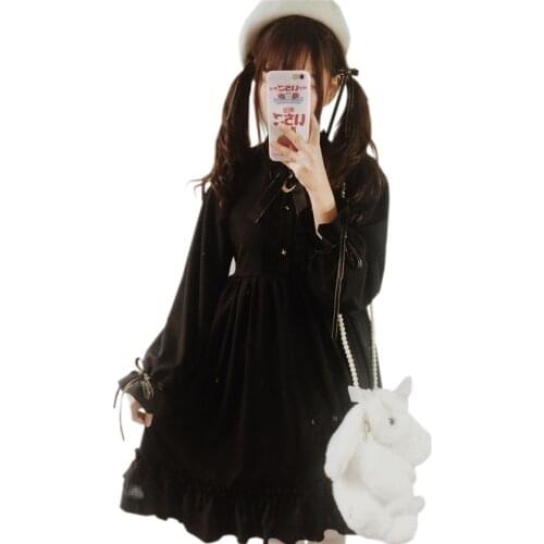 Lolita Gothic Dark Retro Court Long Sleeve Dress